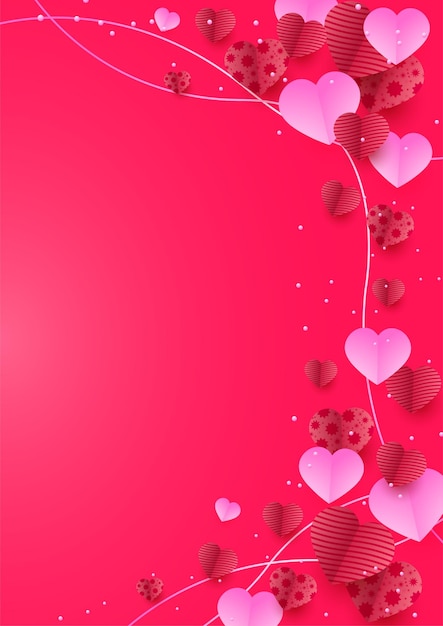 Día de San Valentín Estilo de corte de papel rosa rojo Fondo de diseño de tarjeta de amor Diseño para días especiales