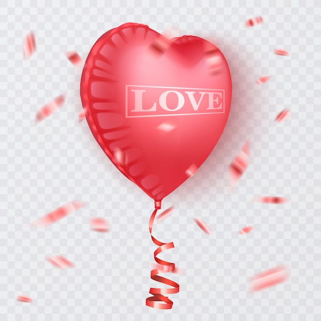 Vector día de san valentín fondo abstracto con globo rojo 3d en forma de corazón 14 de febrero amor