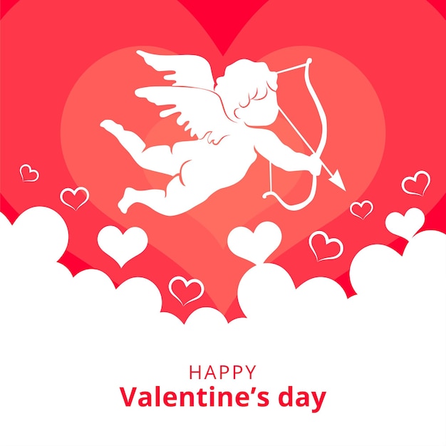 Vector día de san valentín con fondo de ángel de cupido