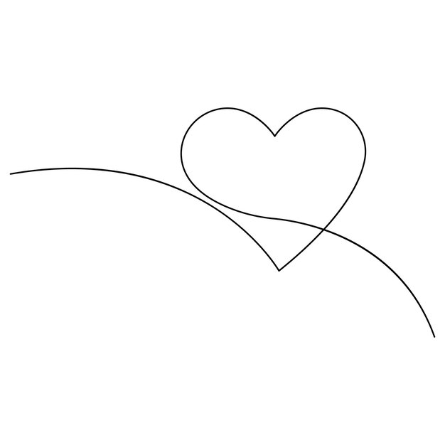 Día de San Valentín forma de corazón continuo de una sola línea de arte de dibujo contorno vector