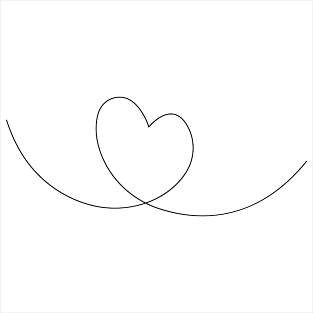 Vector día de san valentín forma de corazón continuo de una sola línea de arte de dibujo contorno vector