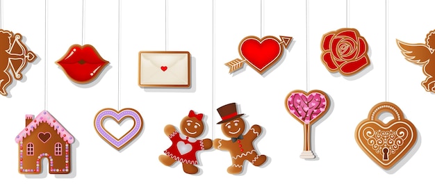 El día de San Valentín con galletas de pan de jengibre.