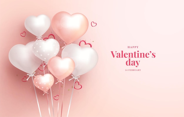 Día de san valentín con globos brillantes amor