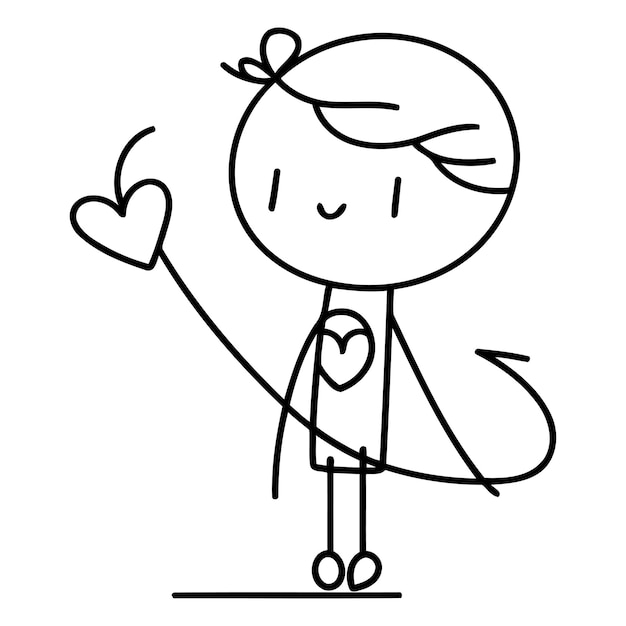 Día de San Valentín Hombre de dibujos animados con corazón Ilustración vectorial