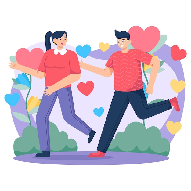 Día de San Valentín Jugando Catch Ilustración