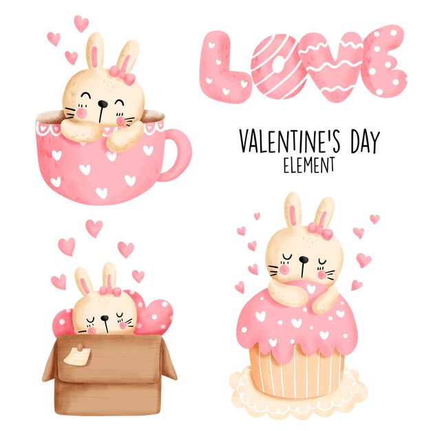 Día de San Valentín con lindo conejo.