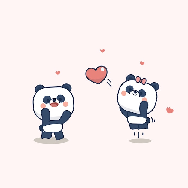 Día de san valentín con lindo panda con corazón suave, con amor tu tarjeta de felicitación