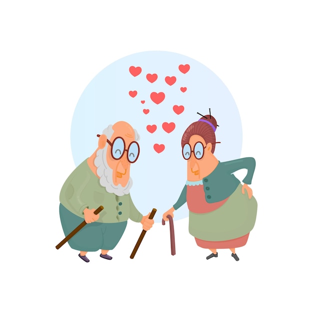 Día de san valentín. pareja de ancianos casados, amor.