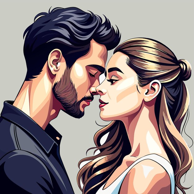 Día de san valentín pareja romance amor lindo personaje de dibujos animados pegatina icono concepto aislado