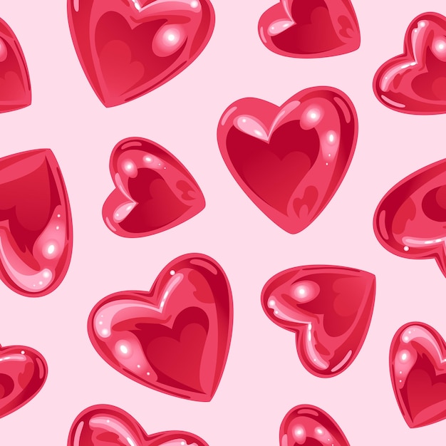Día de san valentín. patrón transparente brillante con globos realistas brillantes en forma de corazón. para papel tapiz, impresión en tela, envoltura.