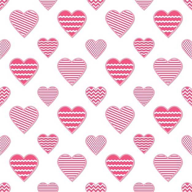 Día de San Valentín de patrones sin fisuras Amor y lindo oso de peluche con un lazo rojo Ilustración vectorial