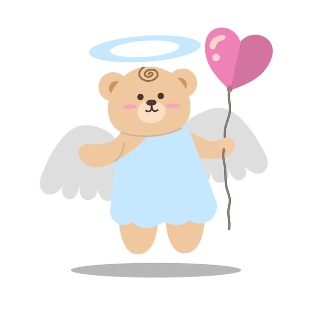 Día de San Valentín Pequeño y lindo oso Cupido Conjunto de elementos vectoriales en estilo romántico