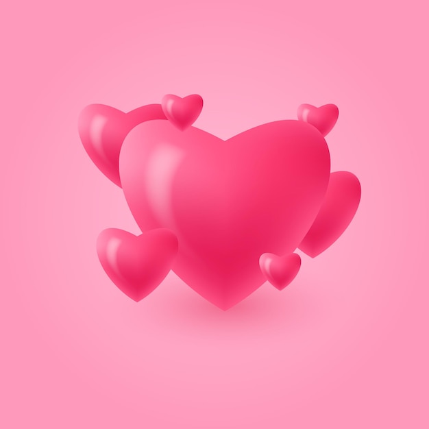 Día de San Valentín - plantilla vectorial con corazones realistas.