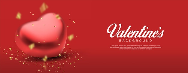 Día de San Valentín realista. Confeti y corazones rojos 3d románticos