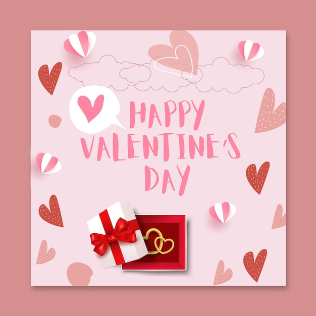 Día de san valentín redes sociales y publicaciones de instagram premium Vector