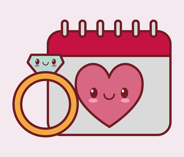 día de San Valentín relacionados con la imagen del icono de estilo kawaii