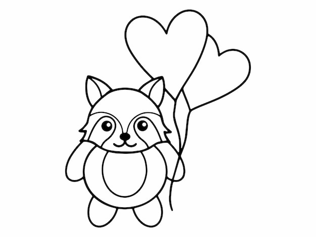 El día de San Valentín, el zorro sostiene los globos.
