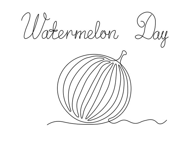 Día de la sandía Festivo Abstracto del logotipo de la sandia Arte de una sola línea continua Esbozo de dibujo a mano