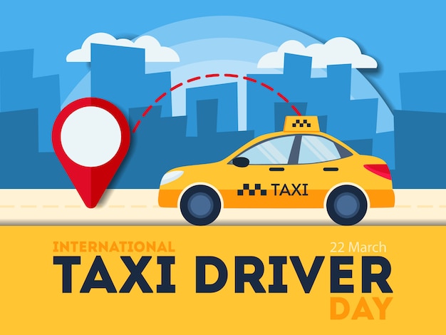 Día del taxista. Coche amarillo con puntero rojo.