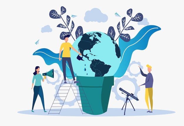 Día de la Tierra hora planeta verde Salvar el planeta Vector ilustración plana