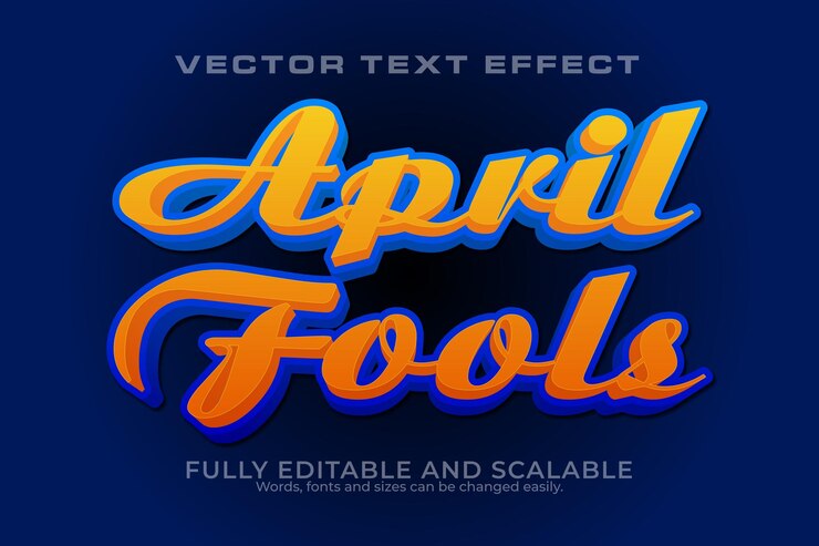Vector día de los tontos de abril 3d efecto de texto 100 archivo eps editable la palabra y la fuente se pueden cambiar