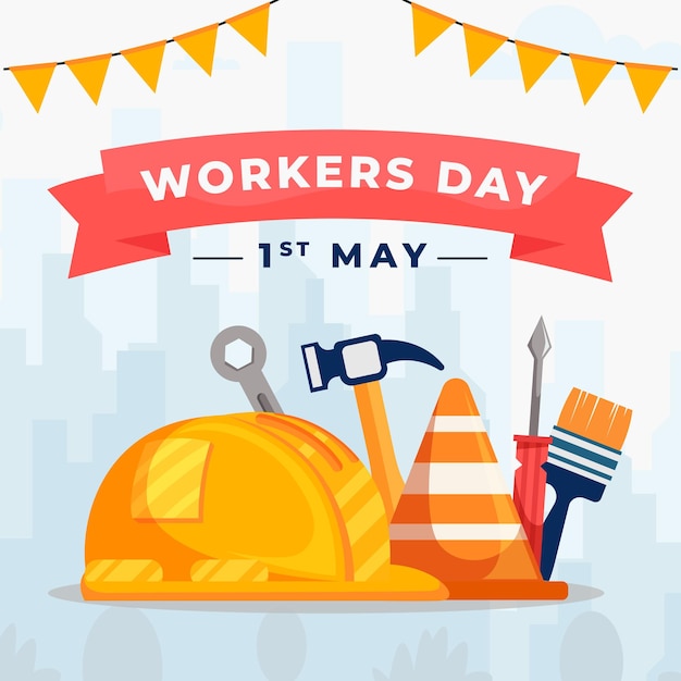 Vector día de los trabajadores 1 de mayo día del trabajo