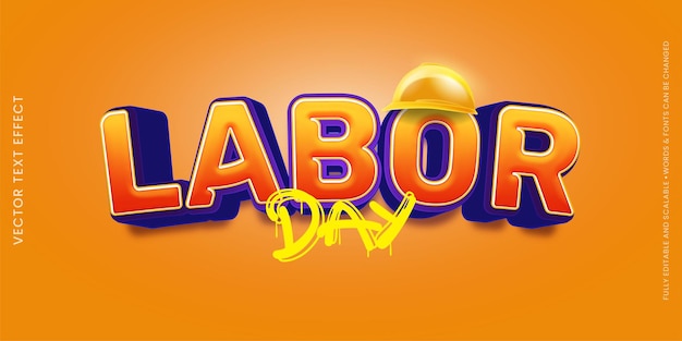 Día del trabajo 3d efecto de texto vectorial editable 03
