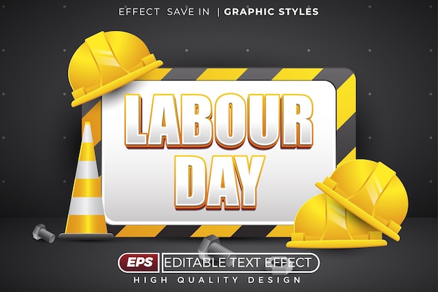 Día de trabajo de efecto de texto 3D editable