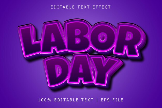 Día del trabajo efecto de texto editable 3 dimensiones en relieve estilo moderno