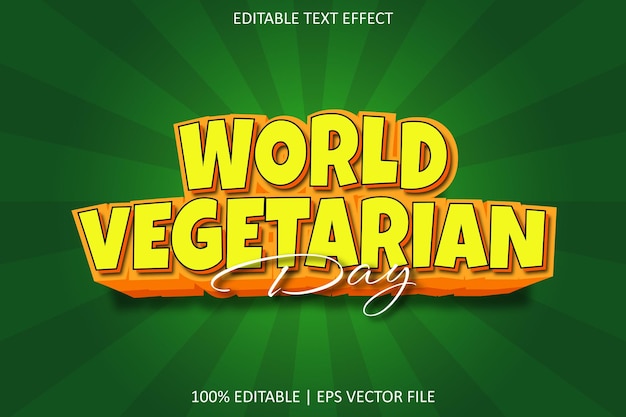 Día vegetariano con efecto de texto editable de estilo moderno