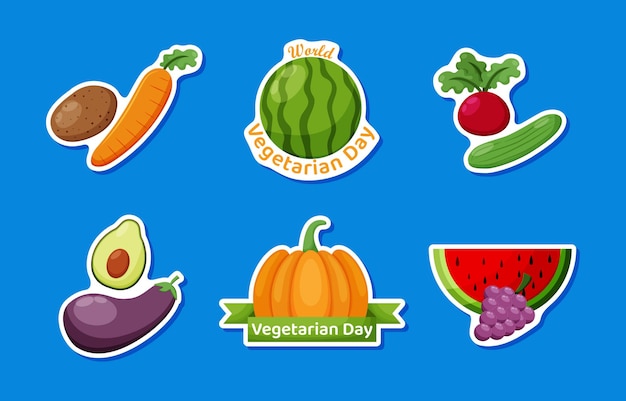 Vector día vegetariano pegatina