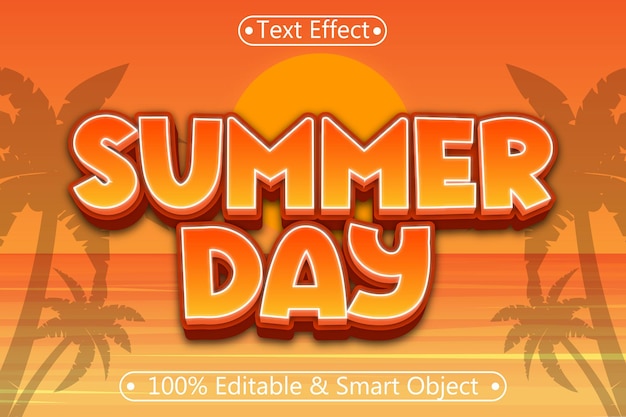 Día de verano Efecto de texto editable Relieve 3D Estilo moderno