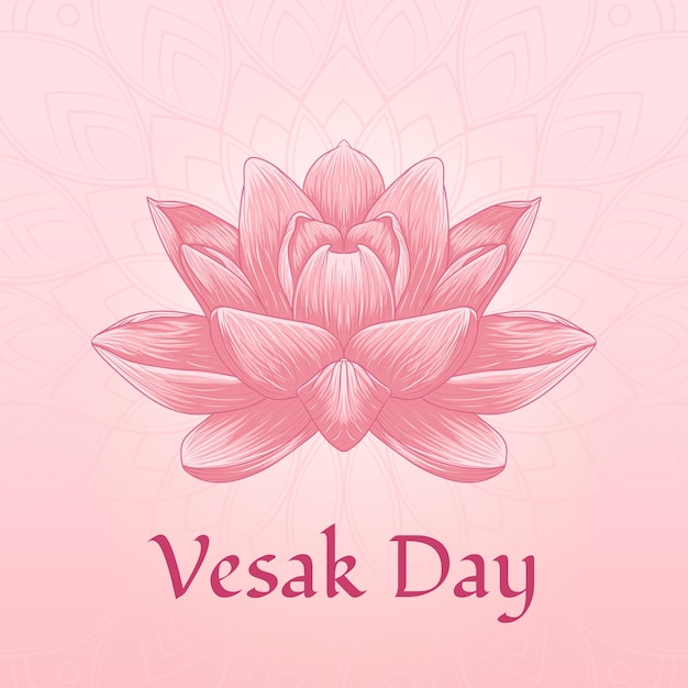 día vesak con ilustración de flor de loto