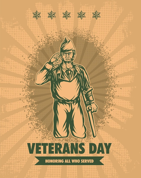 Vector día de los veteranos ilustración estilo vintage