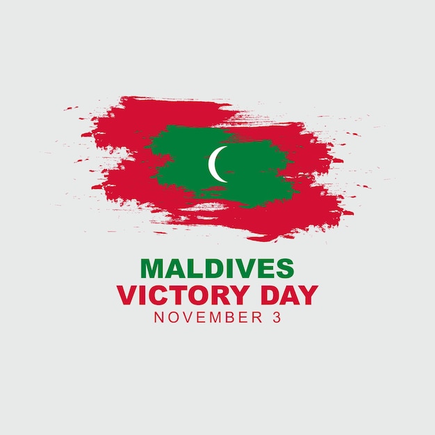 El día de la victoria de Maldivas se celebra el 3 de noviembre, cartel de diseño con bandera de Maldivas, ilustración vectorial
