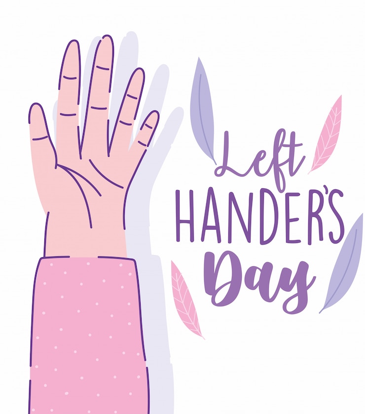 Vector día de zurdos, celebración de dibujos animados de mano abierta
