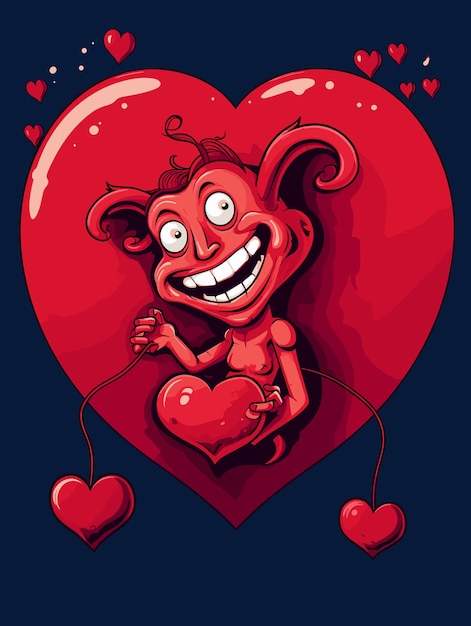 Vector diablo con el corazón en la mano devilcore estética para el día de san valentín ilustración vectorial