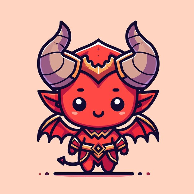 Vector un diablo lindo en el estilo de diseño plano