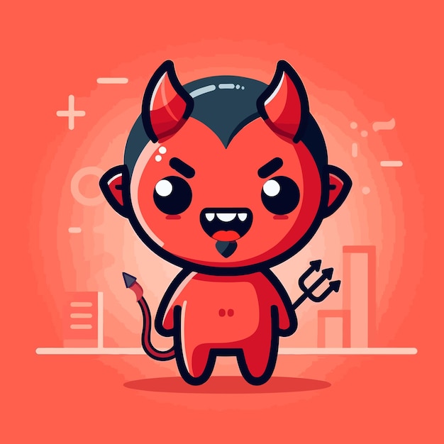 Vector un diablo lindo en el estilo de diseño plano