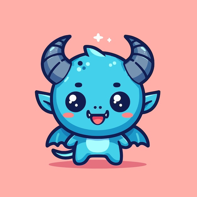 Vector un diablo lindo en el estilo de diseño plano