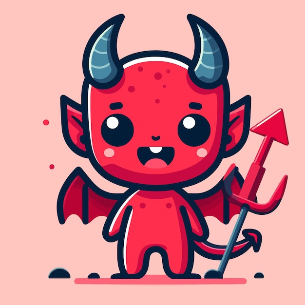 un diablo lindo en el estilo de diseño plano