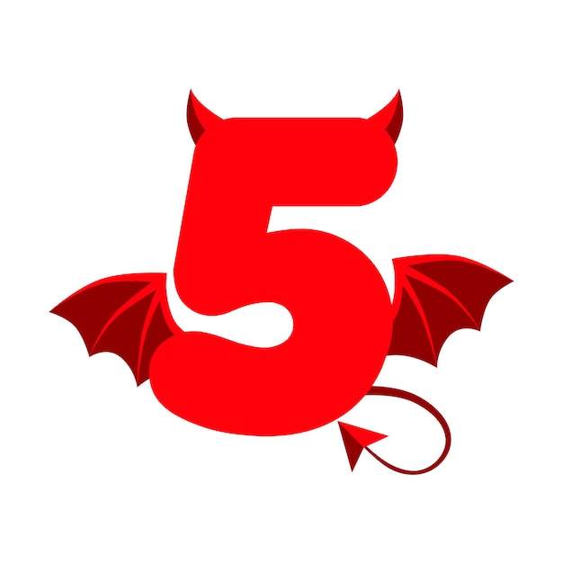 Diablo número 5 rojo con alas para juegos de interfaz de usuario