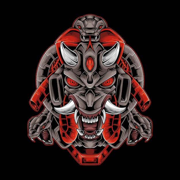 Vector diablo, serpiente, cyberpunk, vector, ilustración