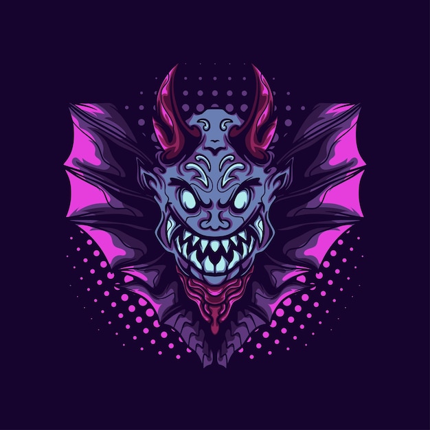 Diablo, vampiro, murciélago, ilustración