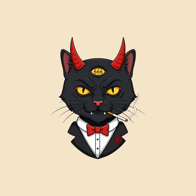 El diabólico gato negro en un tuxedo una ilustración oscuramente elegante