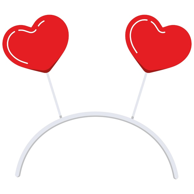 Diadema con orejas en forma de corazón icono vectorial aislado sobre fondo blanco Ilustración de banda de pelo romántico de niña Diseño plano estilo de dibujos animados Elemento de diseño de tarjeta de San Valentín Accesorio para el cabello de tiempo de fiesta