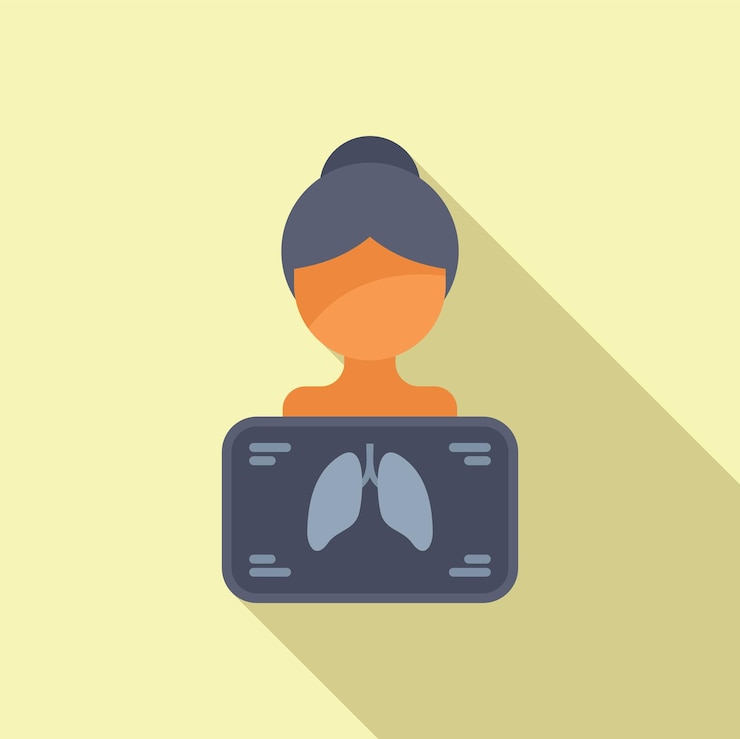 Vector diagnóstico de pulmones femeninos icono vector plano tratamiento del paciente de control