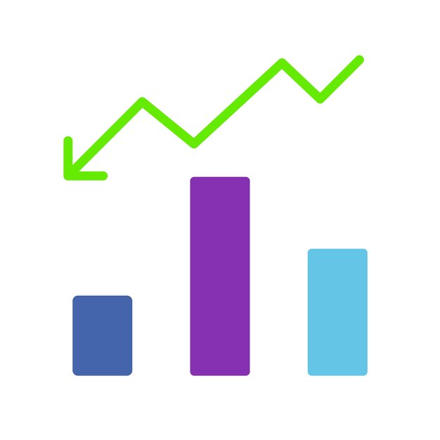 Diagrama hacia abajo icona de línea de flecha Reducción de los gastos de la empresa diagrama de gestión adecuada movimiento de matrices de dinero icono de color vectorial en un fondo blanco para negocios