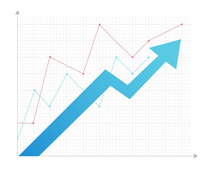 Vector diagrama ascendente diagrama gráfico crecimiento gráfico vectorial ilustración vectorial de stock