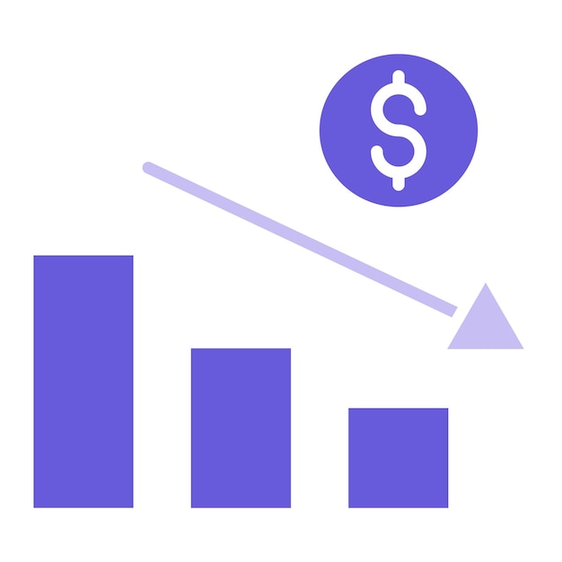 un diagrama azul y púrpura con un signo de dólar en él
